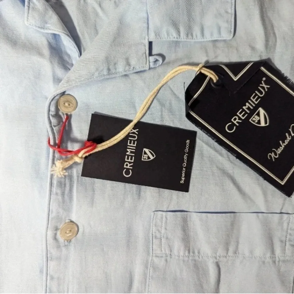 NEW Size S Mens Cremieux Classics ShortSleeve ButtonFrontShirt Lyocell Lt Blue